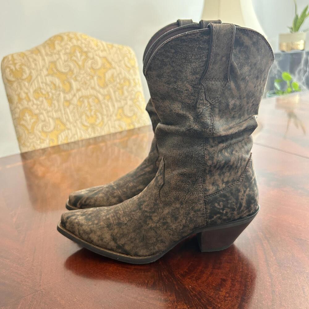 Durango Distressed Brown Slouch Cowboy Western Boots Women's Size 10 RD3552